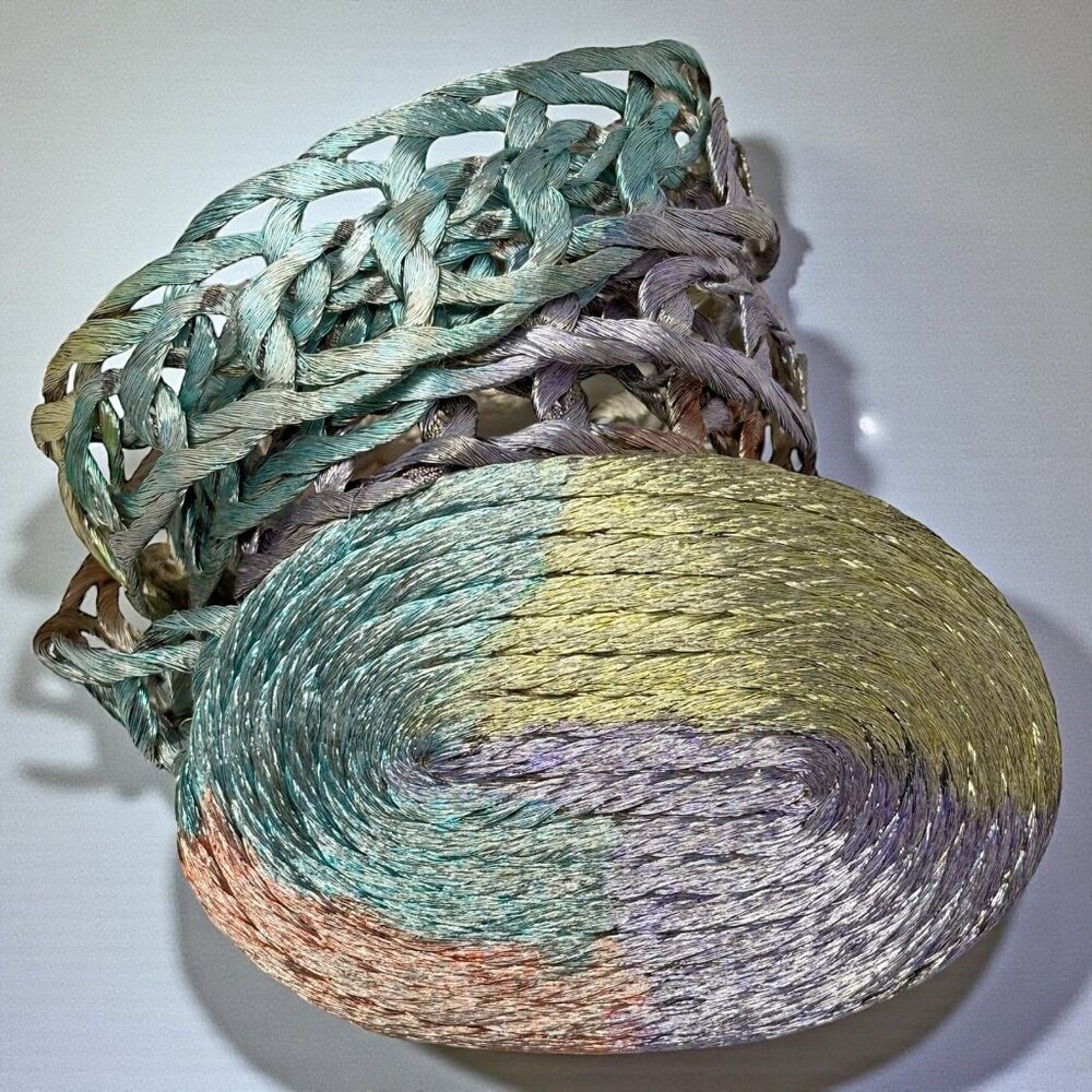 Vintage Stelios Paraskevas Handwoven Braided Copper‎ Oval Buckle Belt